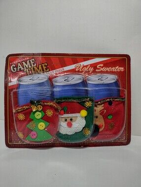Game Time Red Green Blue Ugly Sweater Can Covers Holiday Set